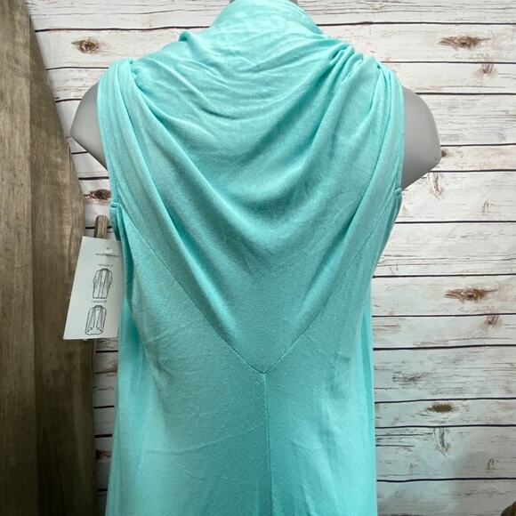 Three Dots Versatile Lightweight Cardigan Sweater L Wear Long or Short Aqua $125 - Picture 6 of 11